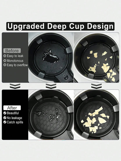 4 Packs Silicone Car Cup Coasters- Non-Slip Universal Holder Inserts For All Vehicles (Black)
