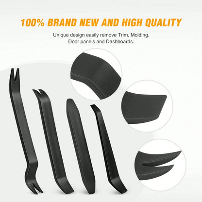 4 PCS Auto Trim Removal Tool Kit No-Scratch Tool Kit For Car Audio Dash Window Molding (Black)