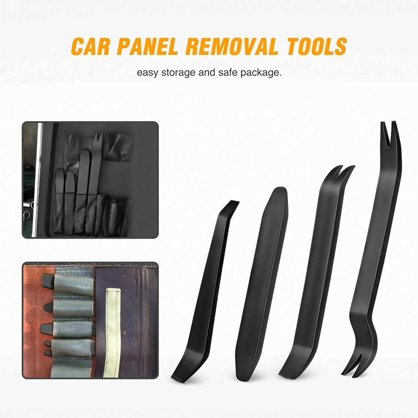 4 PCS Auto Trim Removal Tool Kit No-Scratch Tool Kit For Car Audio Dash Window Molding (Black)