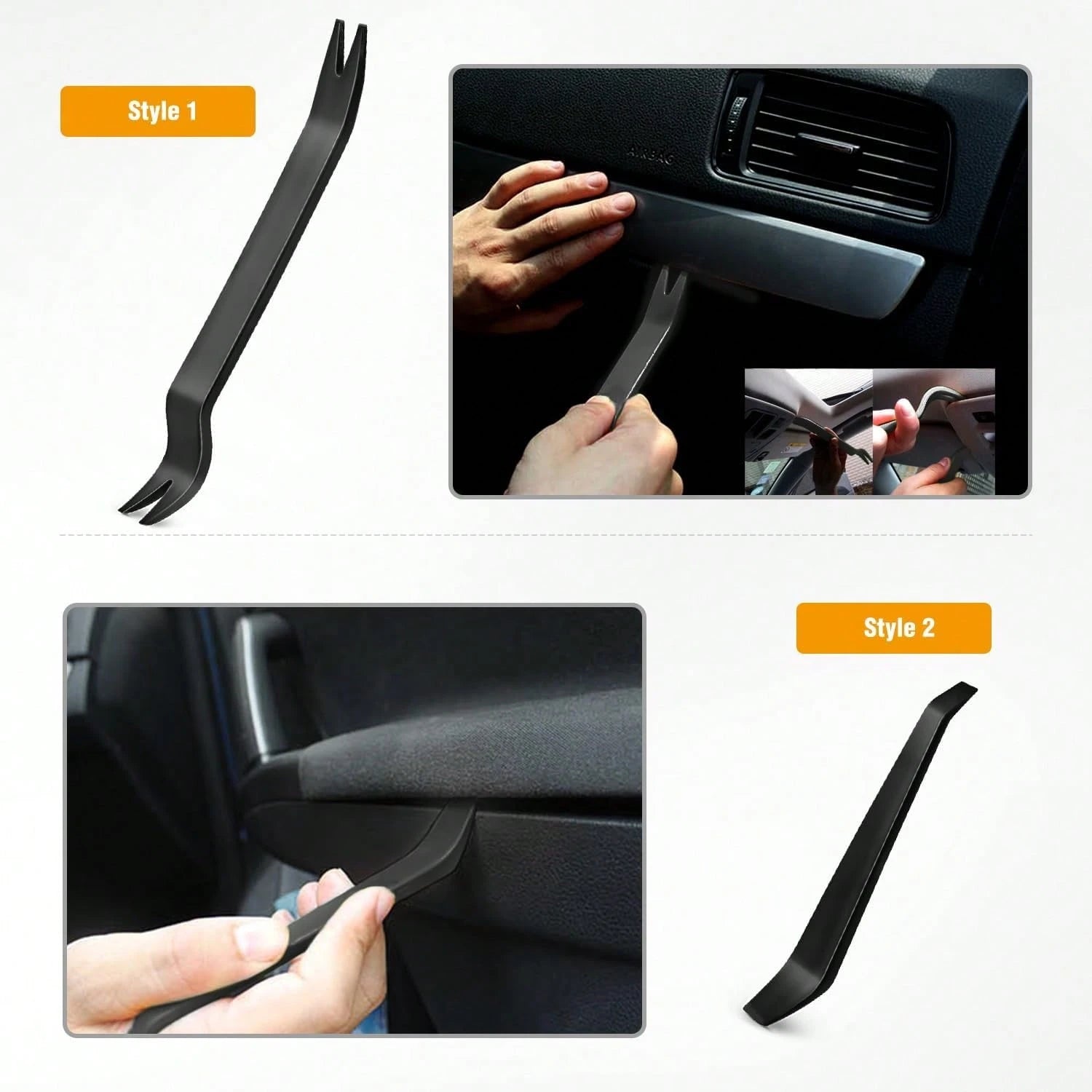 4 PCS Auto Trim Removal Tool Kit No-Scratch Tool Kit For Car Audio Dash Window Molding (Black)