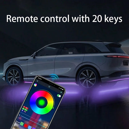 4-Piece Car Neon Light, Multi-Color R GB-I C D I Y, Sound Activation, Music Mode, App And Remote Control, Smart LED Light, High-Brightness Car Neon Light Kit, No Batteries Required