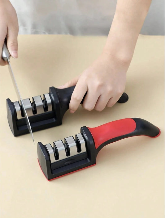 4 Stage Manual Knife Sharpener, Professional Kitchen Blade Sharpening Tool, Non Slip Handle Knife Sharpener For Steel Knives Scissors