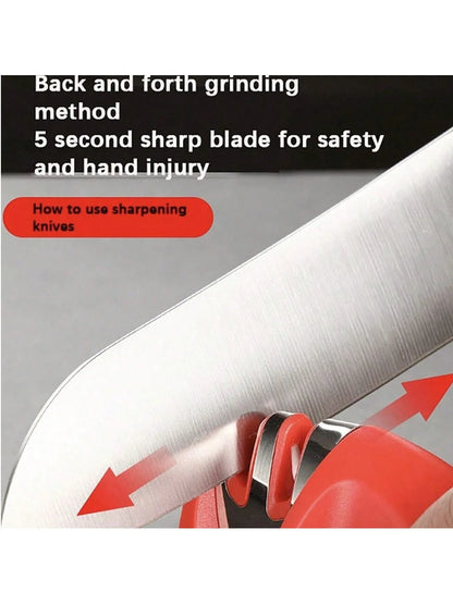 4 Stage Manual Knife Sharpener, Professional Kitchen Blade Sharpening Tool, Non Slip Handle Knife Sharpener For Steel Knives Scissors