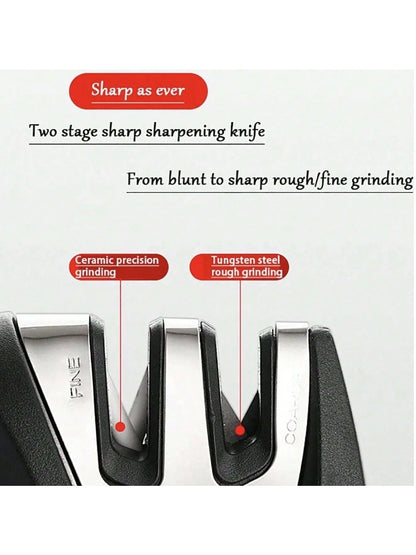 4 Stage Manual Knife Sharpener, Professional Kitchen Blade Sharpening Tool, Non Slip Handle Knife Sharpener For Steel Knives Scissors