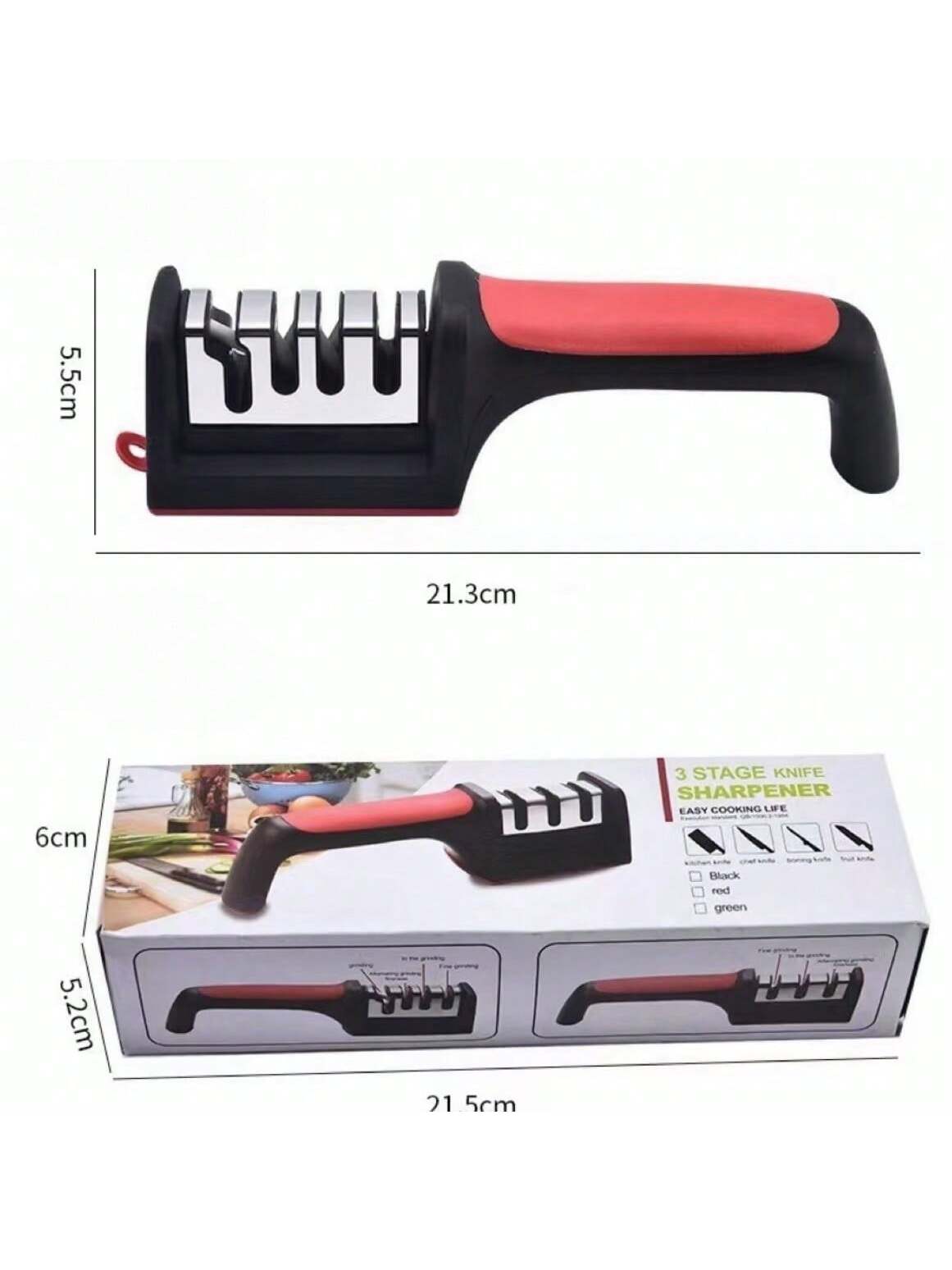 4 Stage Manual Knife Sharpener, Professional Kitchen Blade Sharpening Tool, Non Slip Handle Knife Sharpener For Steel Knives Scissors