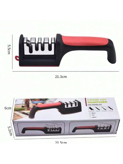 4 Stage Manual Knife Sharpener, Professional Kitchen Blade Sharpening Tool, Non Slip Handle Knife Sharpener For Steel Knives Scissors
