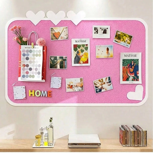 40x60cm Self-Adhesive Heart-Shaped Bulletin Board, Photo Wall Decor Background, Room Decor Memo Board, Suitable For Wall Decor, Office Memo, Desk Insulation, Birthday Home Decor, Back To School Room D