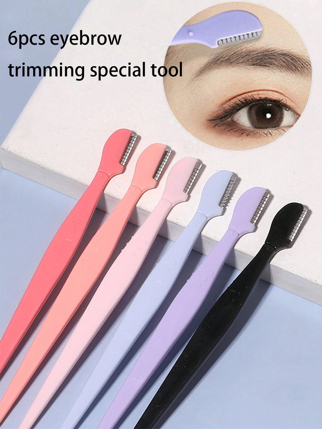 48/30/12/6/3pcs Different Colors Eyebrow Razors, Straight Handle Eyebrow Razors Makeup Tools, Stainless Steel Hair Removal Razors With Protective Caps And Guards, Suitable For Beginners To Prevent Cut