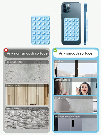 48pcs Double-Sided Suction Cup Phone Holder, 24 Suction Cups Per Side, Detachable, Waterproof, 360° Rotation, Suitable For Bathroom Walls, Glass Mirrors, Vanity And Other Smooth Surfaces (Not Suitable