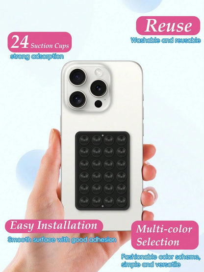 48pcs Double-Sided Suction Cup Phone Holder, 24 Suction Cups Per Side, Detachable, Waterproof, 360° Rotation, Suitable For Bathroom Walls, Glass Mirrors, Vanity And Other Smooth Surfaces (Not Suitable
