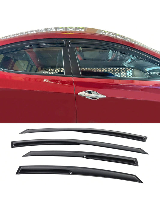 4PC Set Window Visors For 2011-2016 Hyundais' Elantra Sedan Window Rain Guards Smoked Aero JDM Wind Deflectors Stick On By 4PCS, 2012 2013 2014 2015, Perfect As A Valentine Gift For Drivers