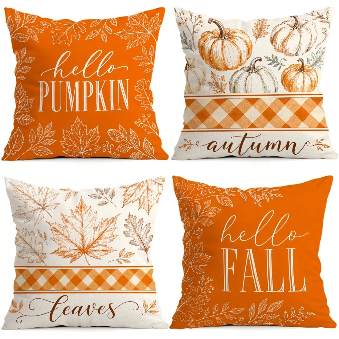 4pcs Autumn Decorative Pattern Pillow Covers Without Inserts, Single-Sided Printed Pillow Covers, Suitable For Living Room Bedroom Home Decor, All-Season Pillow Covers