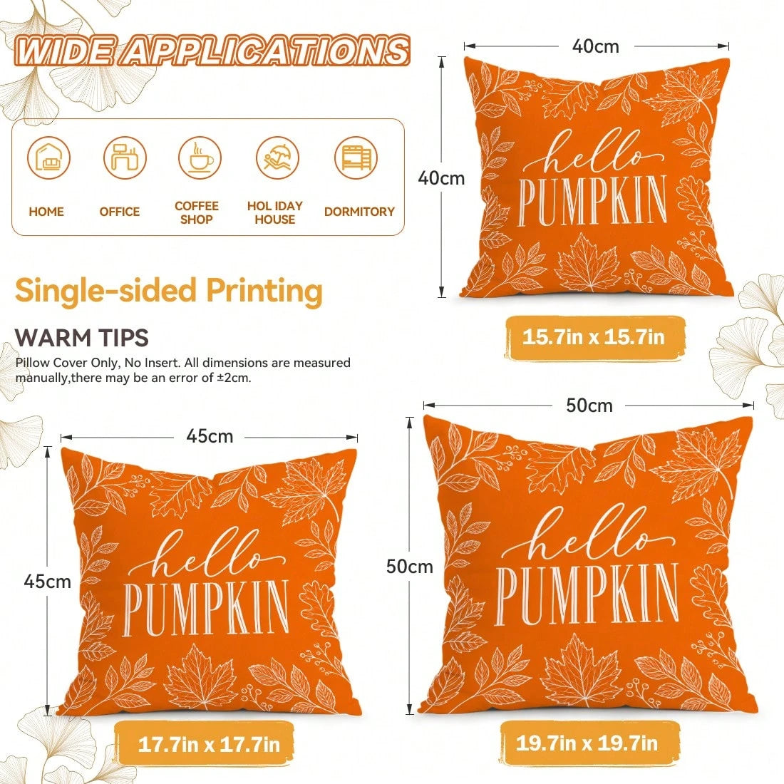4pcs Autumn Decorative Pattern Pillow Covers Without Inserts, Single-Sided Printed Pillow Covers, Suitable For Living Room Bedroom Home Decor, All-Season Pillow Covers