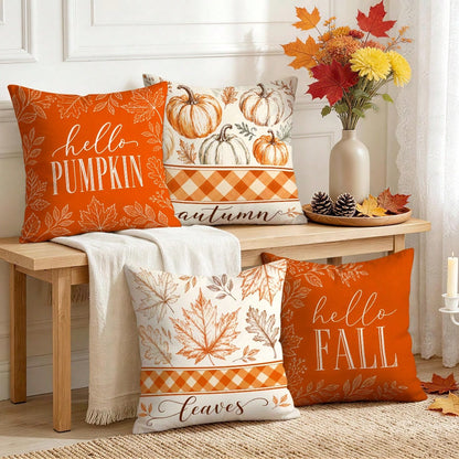 4pcs Autumn Decorative Pattern Pillow Covers Without Inserts, Single-Sided Printed Pillow Covers, Suitable For Living Room Bedroom Home Decor, All-Season Pillow Covers