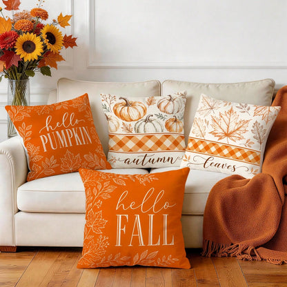 4pcs Autumn Decorative Pattern Pillow Covers Without Inserts, Single-Sided Printed Pillow Covers, Suitable For Living Room Bedroom Home Decor, All-Season Pillow Covers