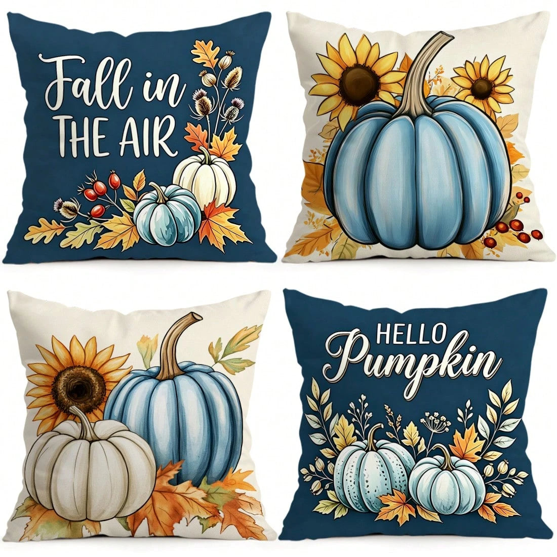 4pcs Autumn Pumpkin Pattern Pillow Covers Without Inserts, Single-Sided Printed Pillow Covers, Suitable For Living Room, Bedroom, Home Decor, All-Season Pillow Covers
