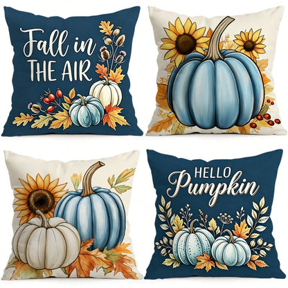 4pcs Autumn Pumpkin Pattern Pillow Covers Without Inserts, Single-Sided Printed Pillow Covers, Suitable For Living Room, Bedroom, Home Decor, All-Season Pillow Covers