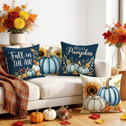 4pcs Autumn Pumpkin Pattern Pillow Covers Without Inserts, Single-Sided Printed Pillow Covers, Suitable For Living Room, Bedroom, Home Decor, All-Season Pillow Covers