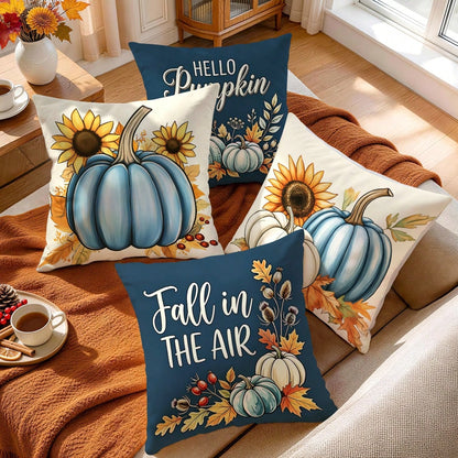4pcs Autumn Pumpkin Pattern Pillow Covers Without Inserts, Single-Sided Printed Pillow Covers, Suitable For Living Room, Bedroom, Home Decor, All-Season Pillow Covers