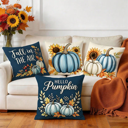 4pcs Autumn Pumpkin Pattern Pillow Covers Without Inserts, Single-Sided Printed Pillow Covers, Suitable For Living Room, Bedroom, Home Decor, All-Season Pillow Covers