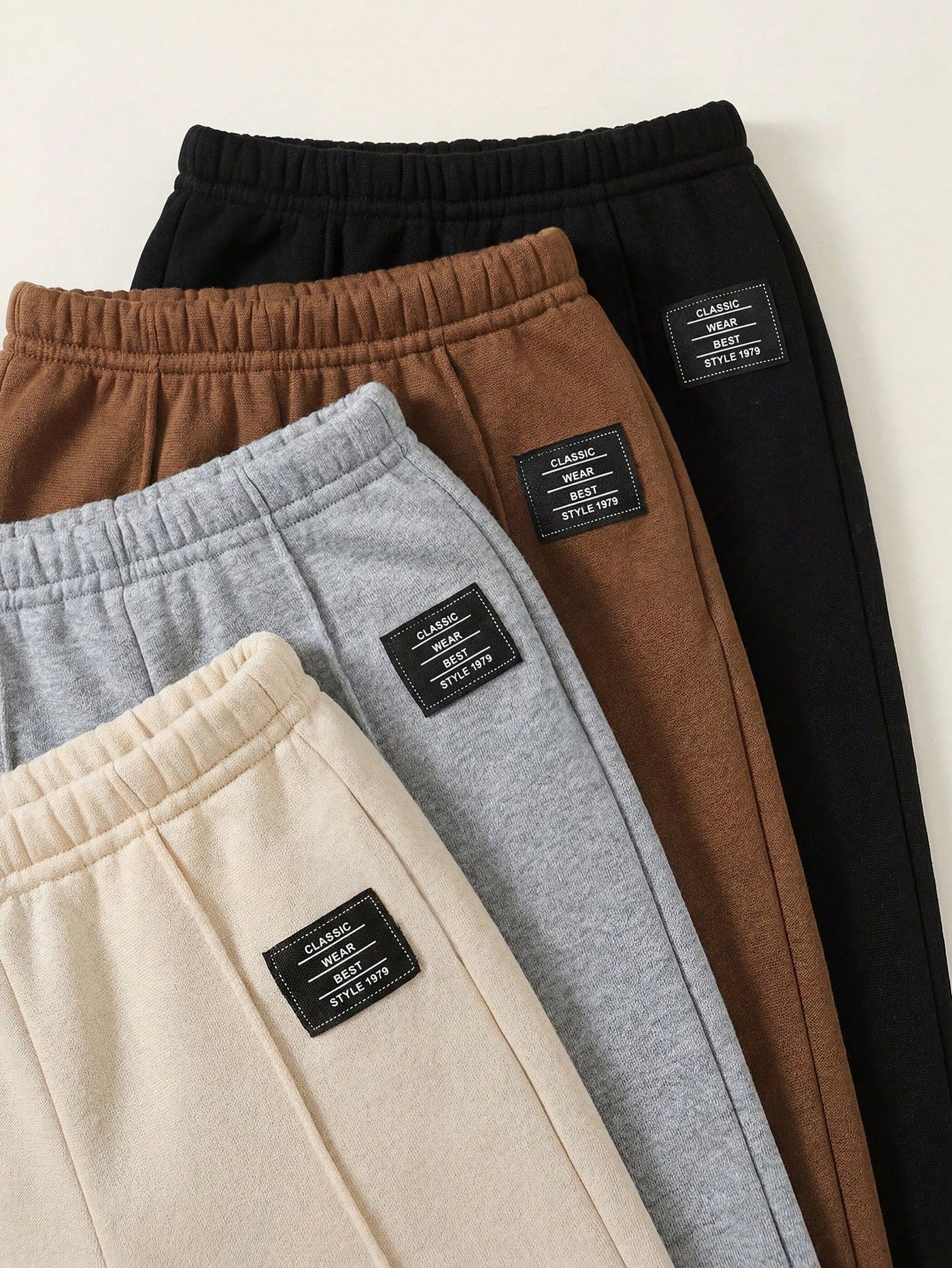 4pcs Baby Boy Girl Cute Autumn/Winter Casual Versatile Solid Color Elastic Waist Long Pants Set, Joggers Multi-Pack Back-To-School