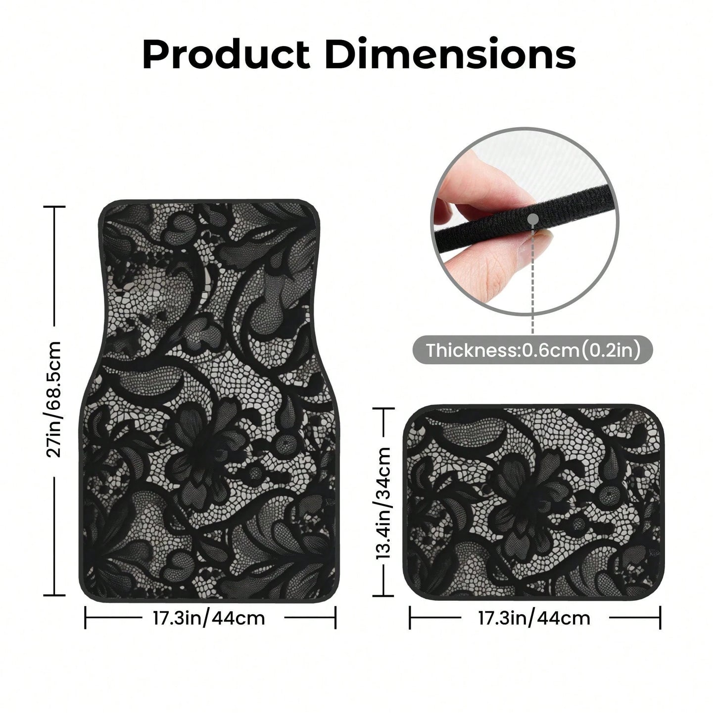 4pcs Black Lace Pattern Car Floor Mats| Stylish, Easy To Clean, Universal Fit For All Vehicle Models, Durable Polyester Fiber, Long Lasting Protection, Enhances Driving Pleasure, Perfect Gift For