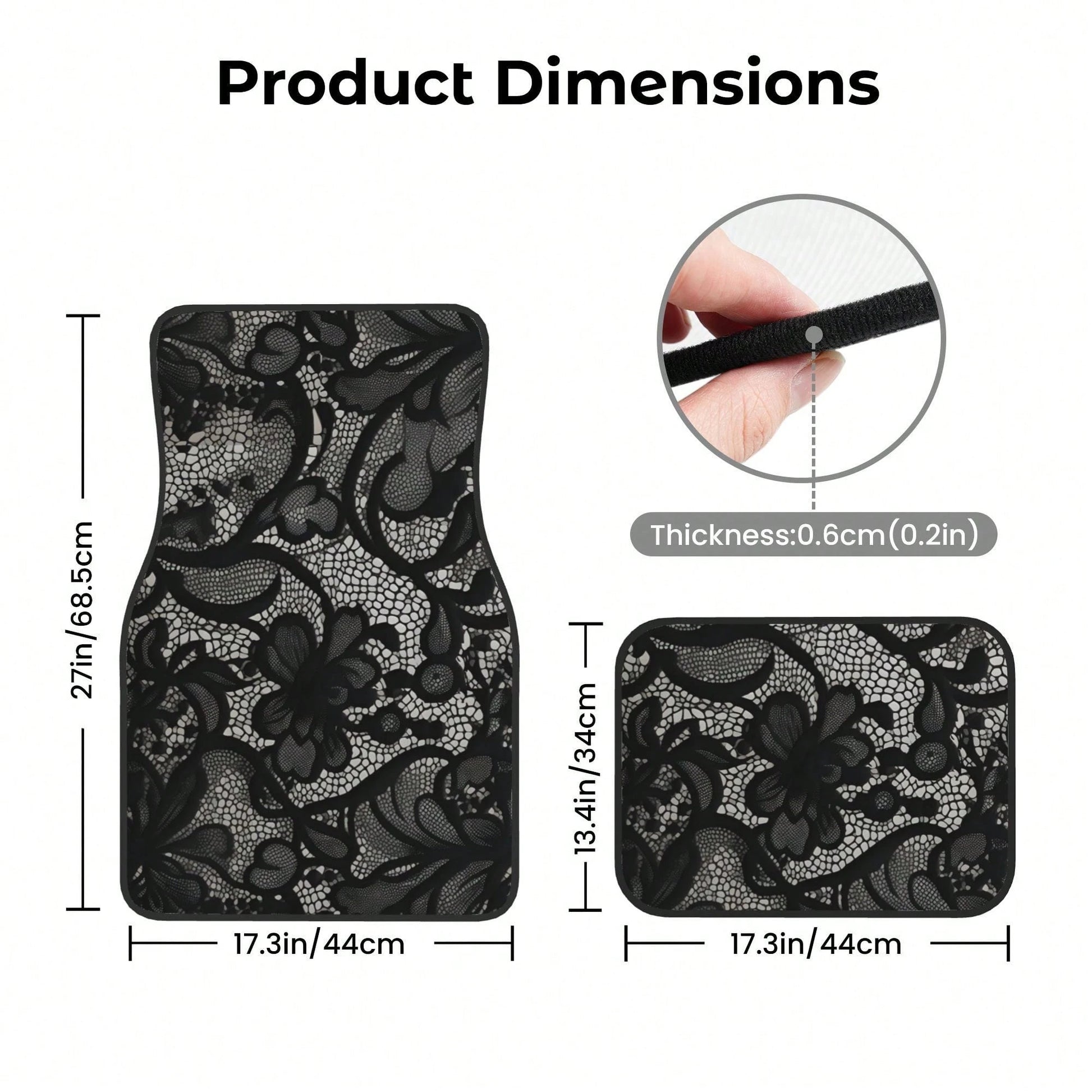 4pcs Black Lace Pattern Car Floor Mats| Stylish, Easy To Clean, Universal Fit For All Vehicle Models, Durable Polyester Fiber, Long Lasting Protection, Enhances Driving Pleasure, Perfect Gift For