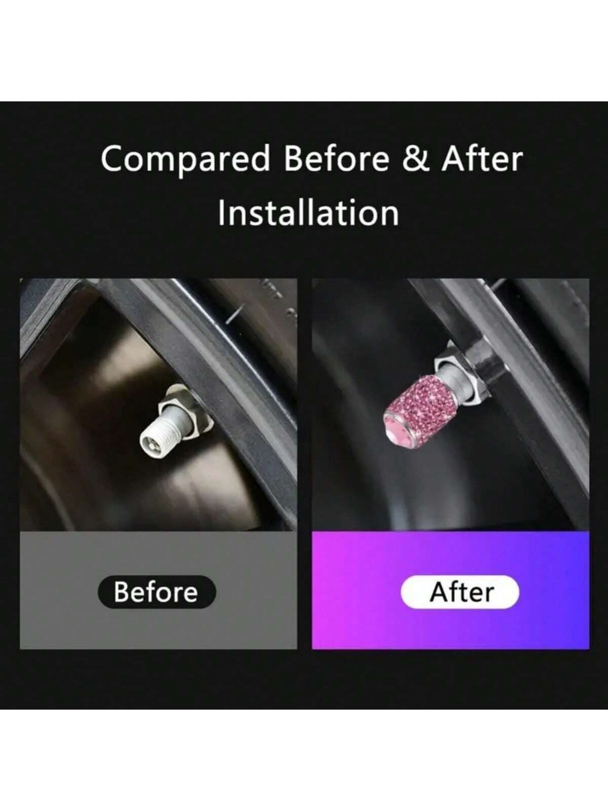 4pcs Bling Tire Stem Valve Caps, Crystal Tire Caps, Shinny Rhinestone Universal Car Tire Valve Caps For Car SUV Motorcycle Bicycle Truck