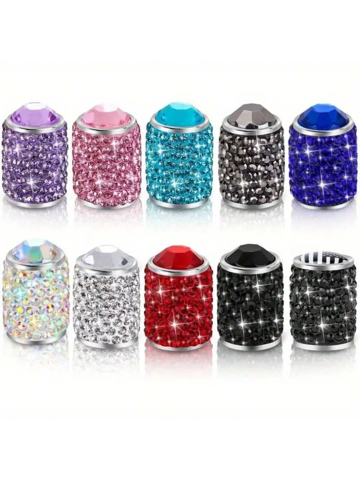 4pcs Bling Tire Stem Valve Caps, Crystal Tire Caps, Shinny Rhinestone Universal Car Tire Valve Caps For Car SUV Motorcycle Bicycle Truck