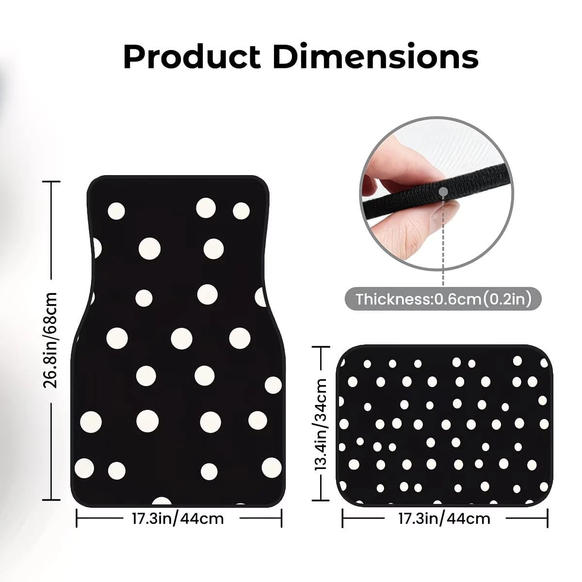 4pcs Car Floor Mats, Black & White Polka Dot Design, Made Of Polyester Fiber, All-Weather Applicable, Suitable For Trucks, Sedans And SUVs Interior Accessories, Ideal Gift For Car Enthusiasts