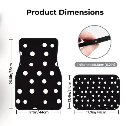 4pcs Car Floor Mats, Black & White Polka Dot Design, Made Of Polyester Fiber, All-Weather Applicable, Suitable For Trucks, Sedans And SUVs Interior Accessories, Ideal Gift For Car Enthusiasts
