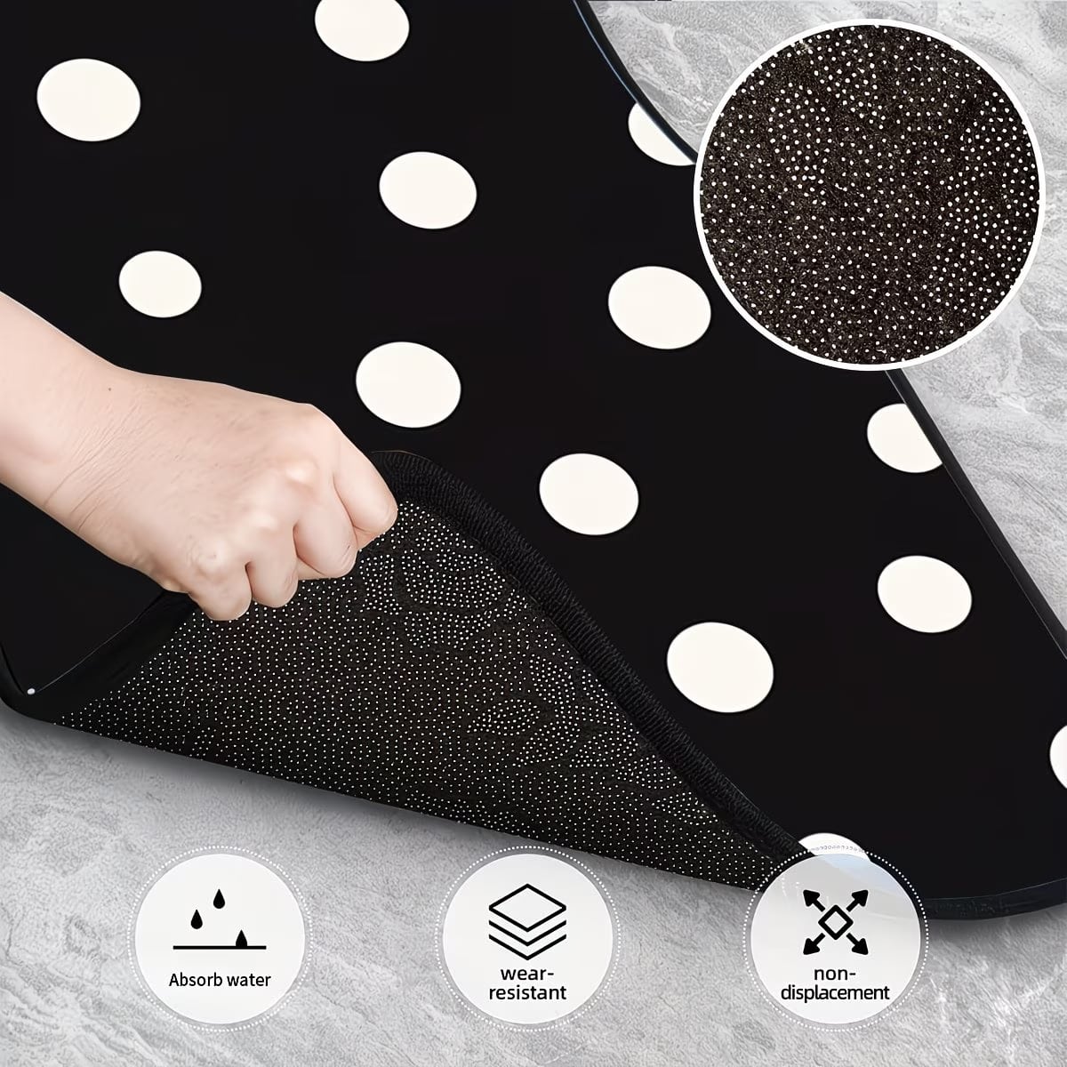 4pcs Car Floor Mats, Black & White Polka Dot Design, Made Of Polyester Fiber, All-Weather Applicable, Suitable For Trucks, Sedans And SUVs Interior Accessories, Ideal Gift For Car Enthusiasts