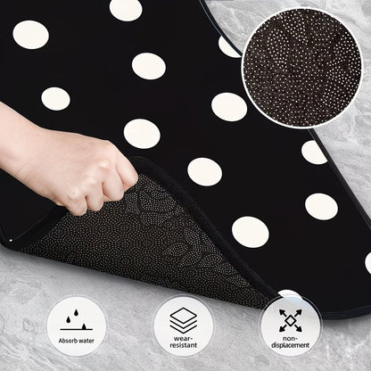 4pcs Car Floor Mats, Black & White Polka Dot Design, Made Of Polyester Fiber, All-Weather Applicable, Suitable For Trucks, Sedans And SUVs Interior Accessories, Ideal Gift For Car Enthusiasts