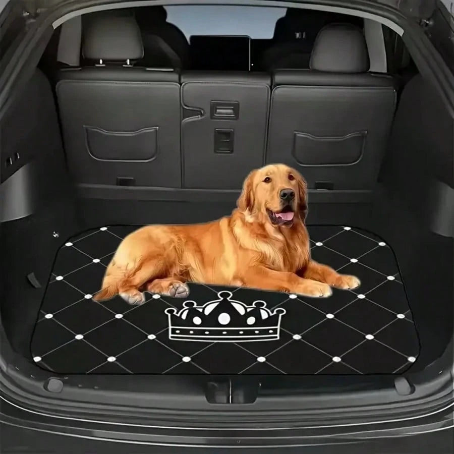 4pcs Car Floor Mats- Crown Printed Carpets, Non-Leather Material, Universal Fit Polyester Fiber Front & Rear Seat Car Mats- Suitable For Sedans, Coupes, SUVs, All-Weather Vehicle Interior Decors, Ca