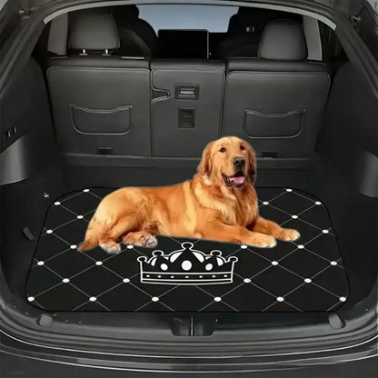 4pcs Car Floor Mats- Crown Printed Carpets, Non-Leather Material, Universal Fit Polyester Fiber Front & Rear Seat Car Mats- Suitable For Sedans, Coupes, SUVs, All-Weather Vehicle Interior Decors, Ca