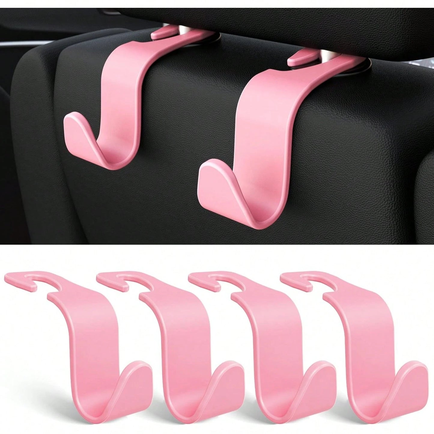 4pcs Car Seat Headrest Hooks, Car Seat Hanger Organizer Accessories For Wallet, Coat, Umbrella, Grocery Bag, Handbag