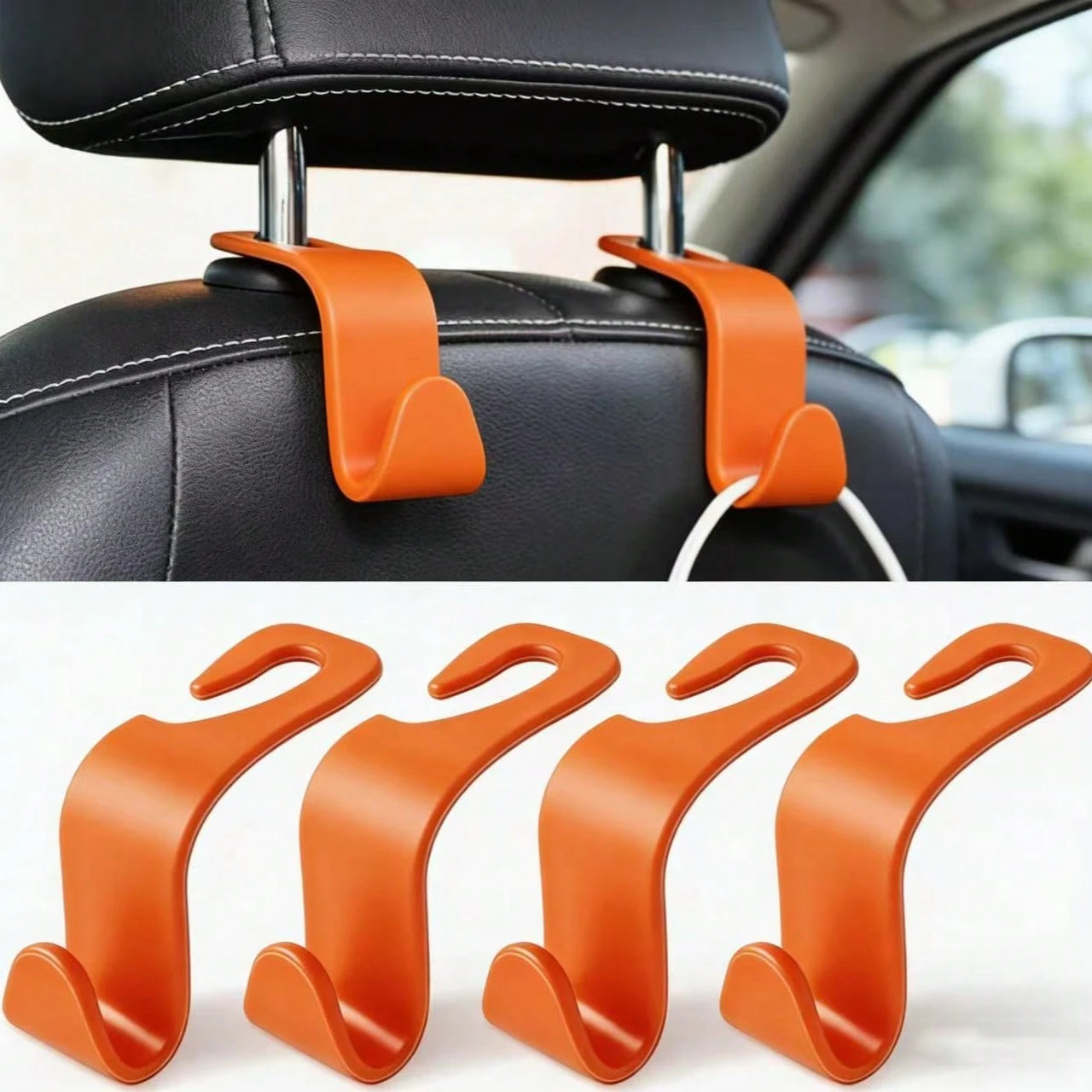 4pcs Car Seat Headrest Hooks, Car Seat Hanger Organizer Accessories For Wallet, Coat, Umbrella, Grocery Bag, Handbag