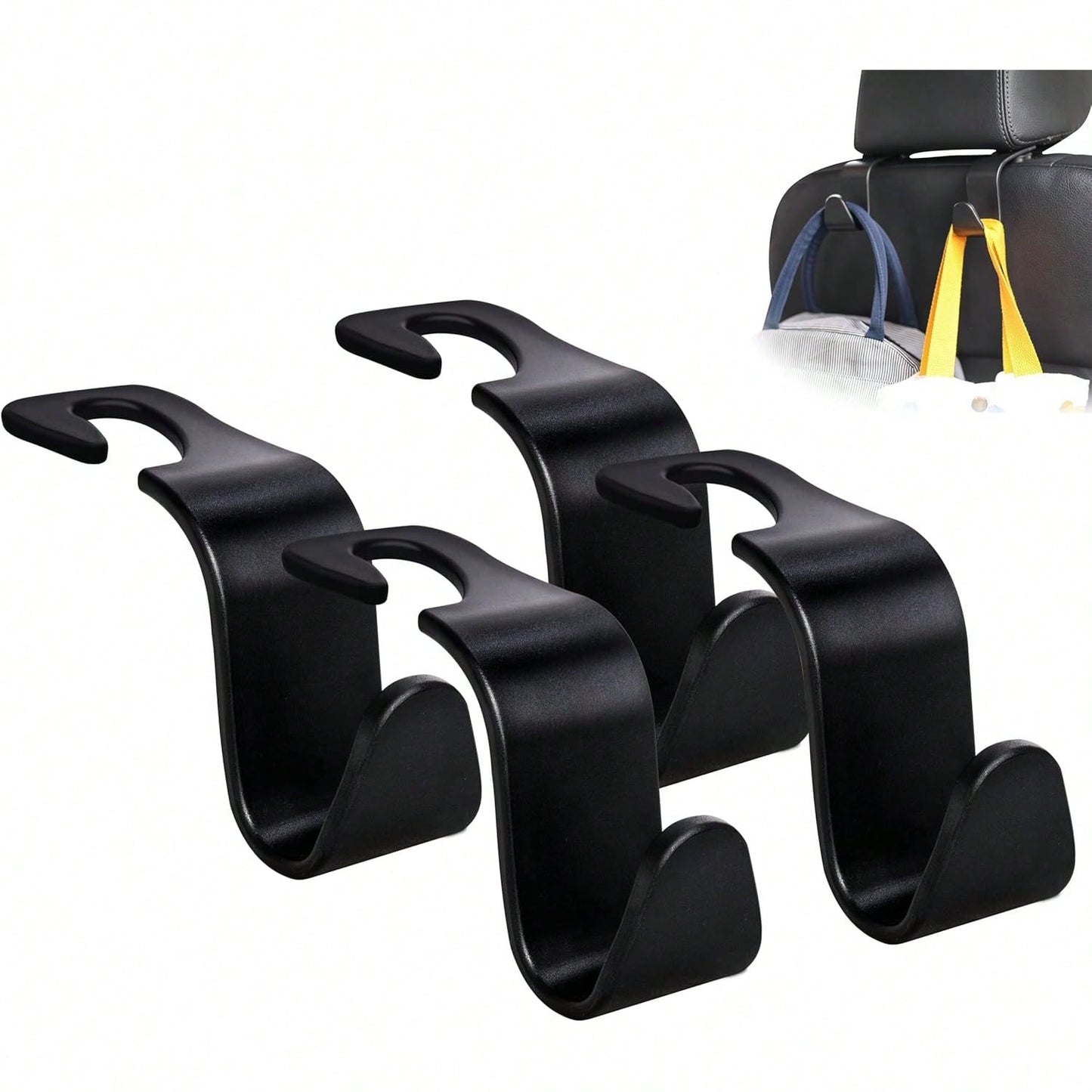 4pcs Car Seat Headrest Hooks, Car Seat Hanger Organizer Accessories For Wallet, Coat, Umbrella, Grocery Bag, Handbag