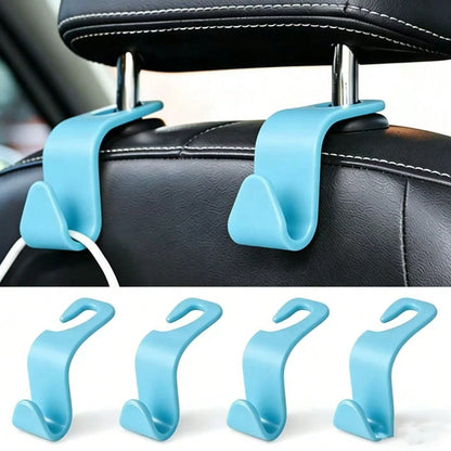 4pcs Car Seat Headrest Hooks, Car Seat Hanger Organizer Accessories For Wallet, Coat, Umbrella, Grocery Bag, Handbag