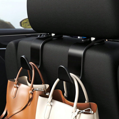 4pcs Car Seat Headrest Hooks, Car Seat Hanger Organizer Accessories For Wallet, Coat, Umbrella, Grocery Bag, Handbag