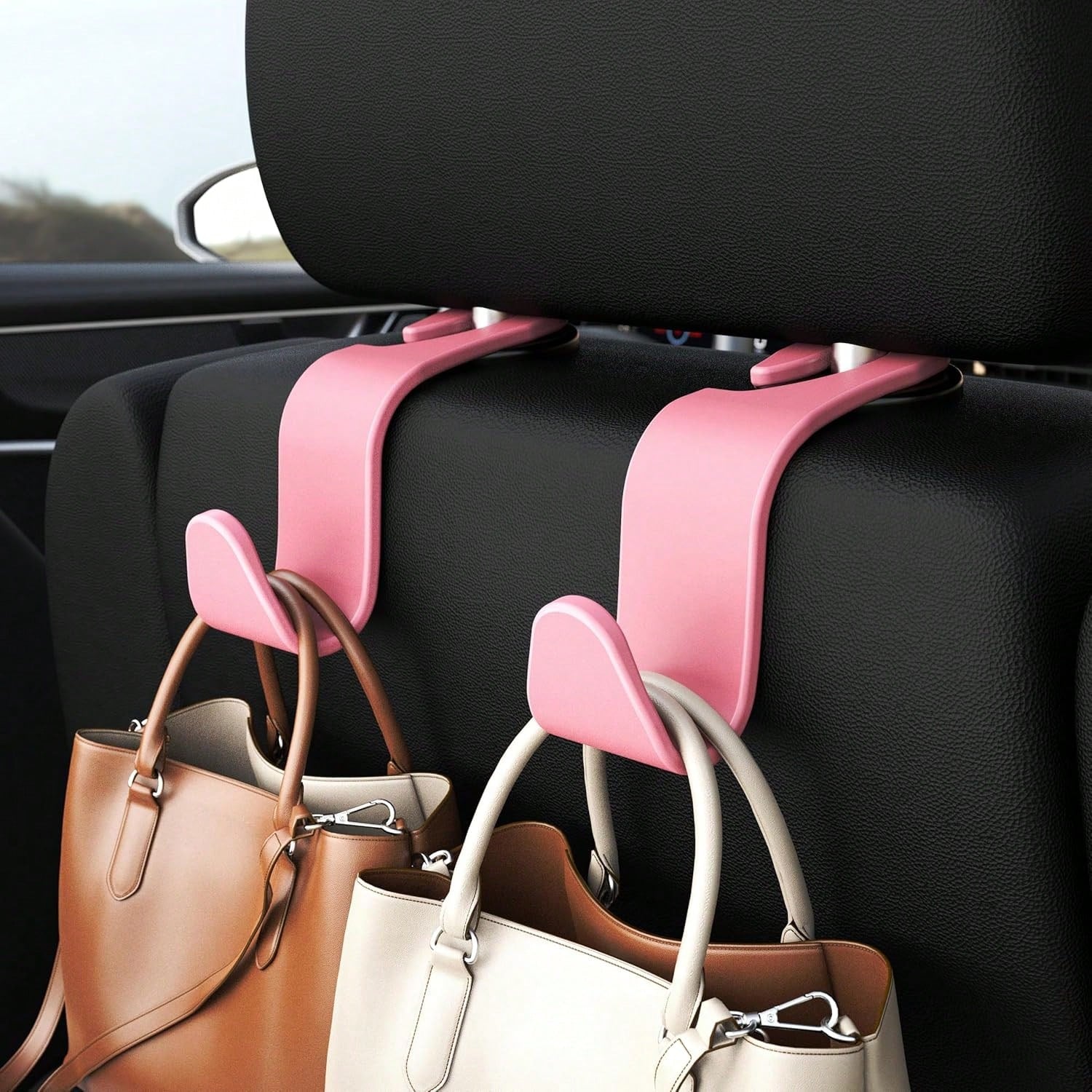 4pcs Car Seat Headrest Hooks, Car Seat Hanger Organizer Accessories For Wallet, Coat, Umbrella, Grocery Bag, Handbag