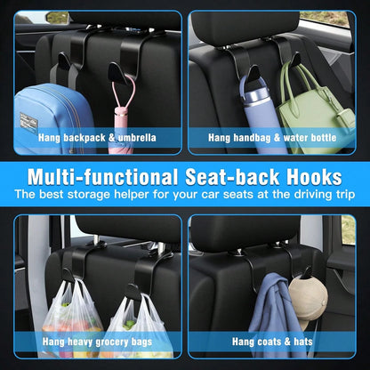 4pcs Car Seat Headrest Hooks, Car Seat Hanger Organizer Accessories For Wallet, Coat, Umbrella, Grocery Bag, Handbag