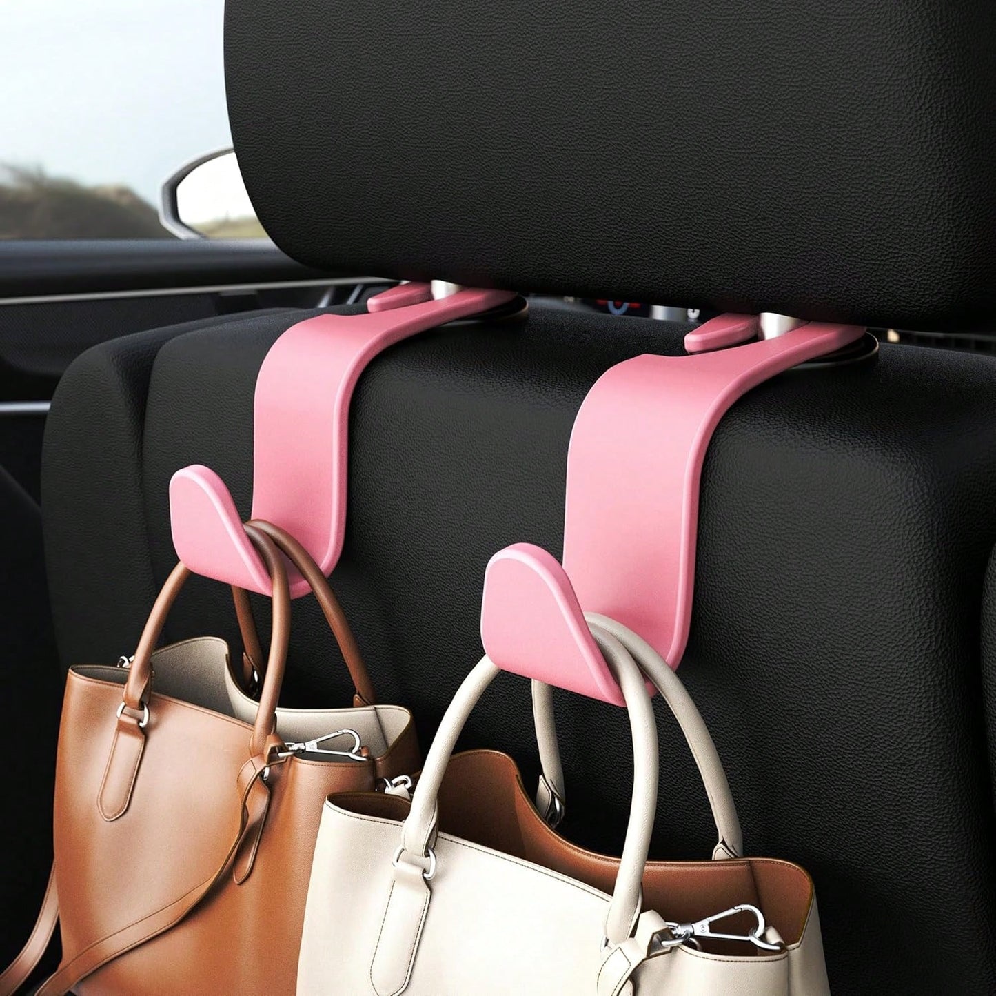 4pcs Car Seat Headrest Hooks, Car Seat Hanger Organizer Accessories For Wallet, Coat, Umbrella, Grocery Bag, Handbag