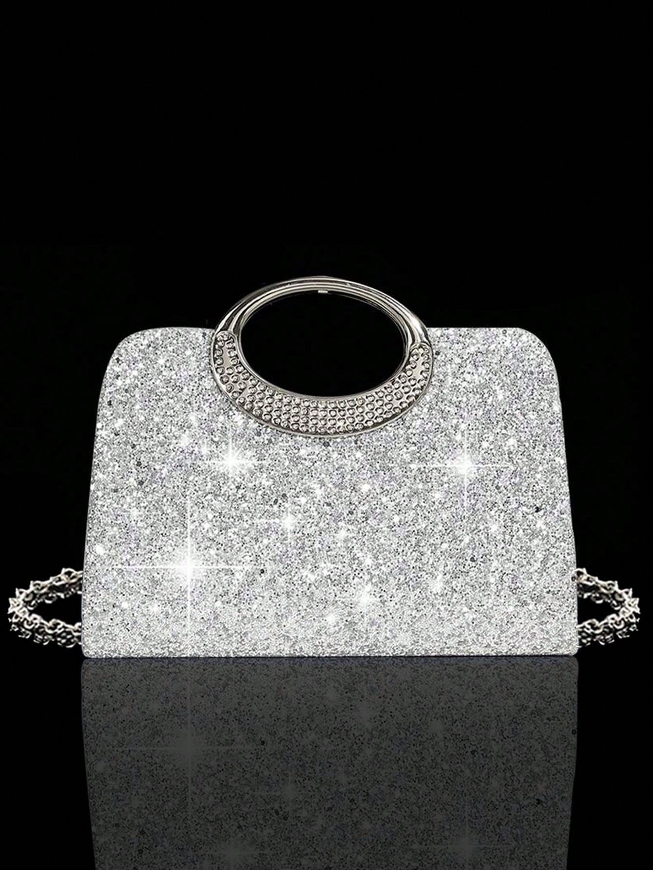 4pcs Crystal Jewelry Set, Including Necklace, Earrings And Bracelet, With Luxury Sparkling Crystal Clutch Bag, Suitable For Formal Evening Dress, Party, Birthday, Wedding, Perfect Match For Bridal Par