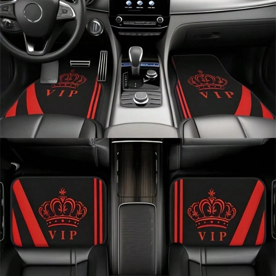 4pcs Crystal Velvet Car Floor Mats- Anti-Slip, Durable, Washable, Fashionable Interior Protection For Trucks, Sedans, Hatchbacks & SUVs, Suitable For All Seasons And Pets