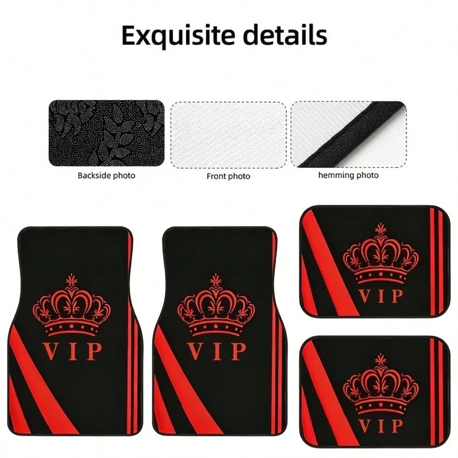 4pcs Crystal Velvet Car Floor Mats- Anti-Slip, Durable, Washable, Fashionable Interior Protection For Trucks, Sedans, Hatchbacks & SUVs, Suitable For All Seasons And Pets