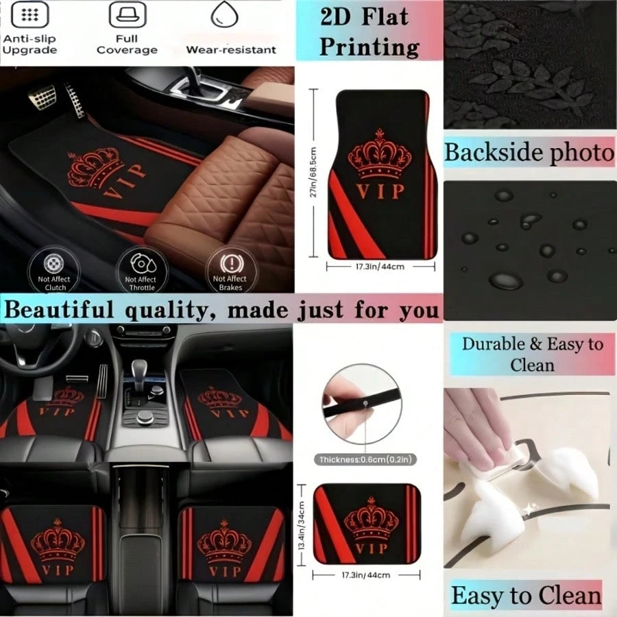 4pcs Crystal Velvet Car Floor Mats- Anti-Slip, Durable, Washable, Fashionable Interior Protection For Trucks, Sedans, Hatchbacks & SUVs, Suitable For All Seasons And Pets
