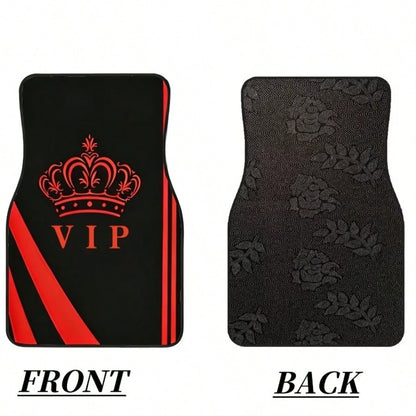 4pcs Crystal Velvet Car Floor Mats- Anti-Slip, Durable, Washable, Fashionable Interior Protection For Trucks, Sedans, Hatchbacks & SUVs, Suitable For All Seasons And Pets