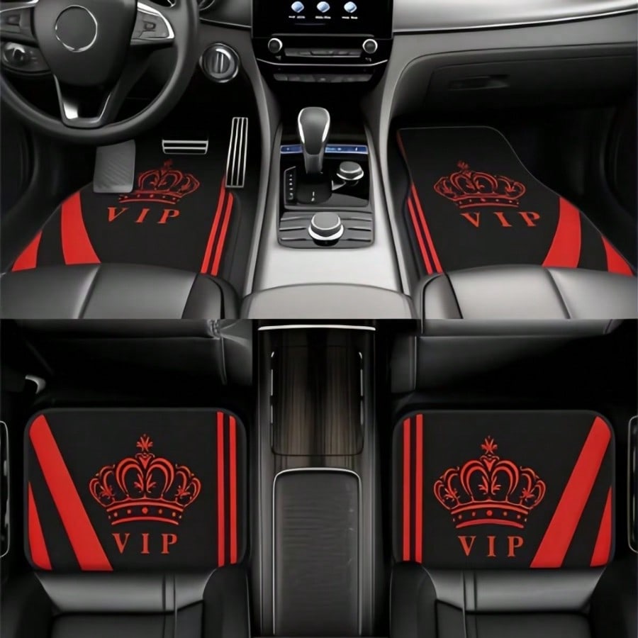 4pcs Crystal Velvet Car Floor Mats- Anti-Slip, Durable, Washable, Fashionable Interior Protection For Trucks, Sedans, Hatchbacks & SUVs, Suitable For All Seasons And Pets