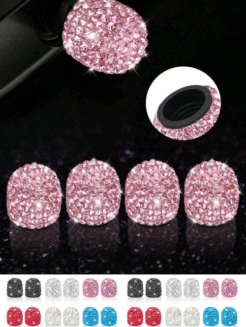 4pcs Diamond Studded Tire Valve Caps Universal Bling Car/Auto Wheel Tire Valve Stem Covers